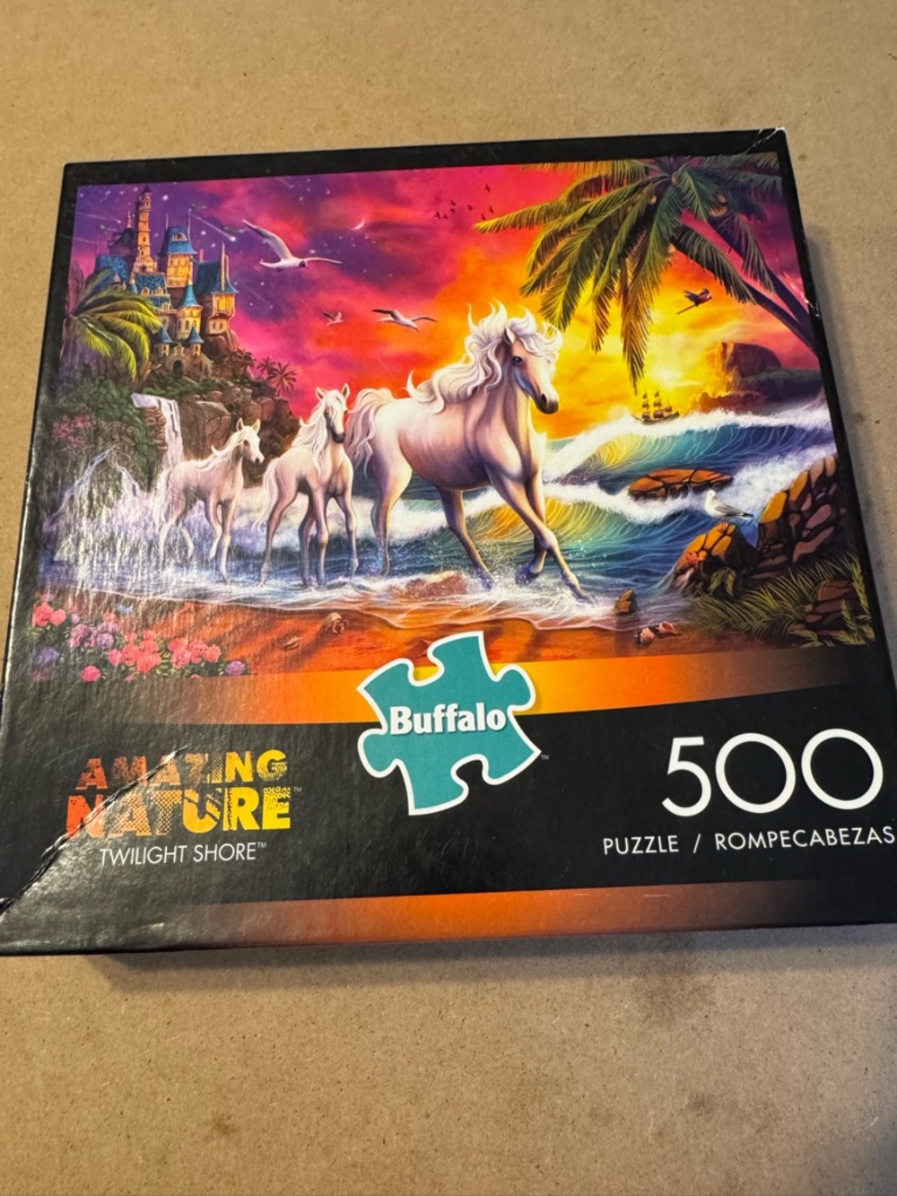 Buffalo Twilight Shore Unicorns Puzzle - Purple, Orange, Blue